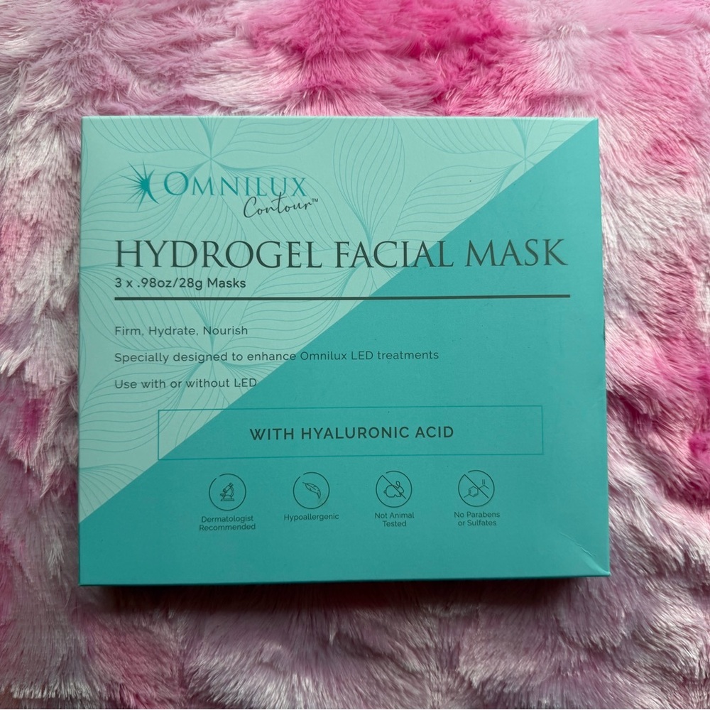 Omnilux Contour Hydrogel Facial Masks with hyaluronic acid pack of three